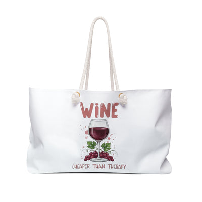Wine Cheaper Than Therapy Weekender Bag